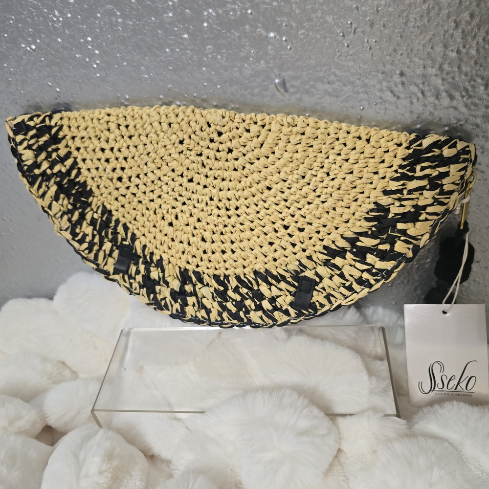 Sseko Black and Tan Woven Clutch